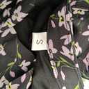Womens Chiffon Summer Puff Petal Short Sleeve Dress V Neck Casual Work, Black Floral Small