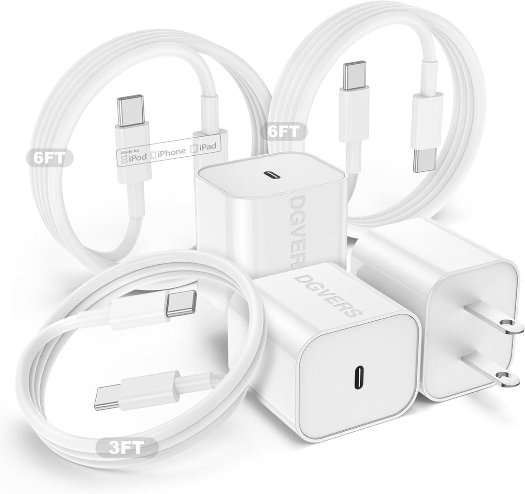 Fast Charger for iPhone 17 16 15 Charger Fast Charging 3Pack, 3+6+6ft USBC to USBC Cable Cord &20W Type C Block for iPhone 17/17 Air/17 Pro Max/17 Pro/16 15 Pro Max/Pro/Plus,iPad Pro/Air/Mini