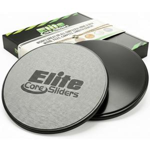 Elite Sportz Core Sliders for Working Out - Pack of 2 Compact, Dual Sided Gliding Discs for Full Body Workout on Carpet or Hardwood Floor - Fitness & Home Exercise Equipment - Small Gift for Athletes (Black)