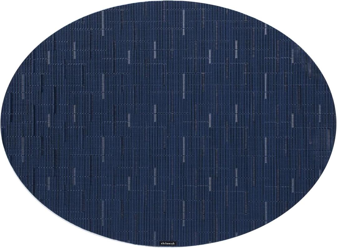 Chilewich Bamboo Placemats Set of 4 - Woven Oval Placemats - Reusable, Stain-Resistant, Indoor/Outdoor Tabletop Protection - 19" x 14" - Lapis