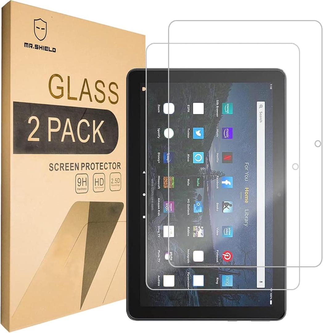 Mr.Shield [2-PACK] Designed For All-New Fire HD 10 / Fire HD 10 Plus Tablet 10.1 inch (11th Generation, 2021-2023 Release) [Tempered Glass] [Japan Glass with 9H Hardness] Screen Protector