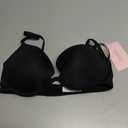 IHOIU Push Up Bra Deep Plunge Thick Padded Add Cup Smooth T Shirt Bras Underwire Demi Low Cut Molded Bralette(Pure Black, 34D)