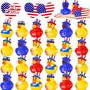 24 Pcs Patriotic Rubber Ducks, 4th of July Ducks for Jeeps, Fourth of July Party Favors, Memorial Day Decorations, Bath Pool Water Toys, Kids' Birthday Independence Day Gifts, Classroom Prizes