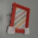 5x7 Picture Frame with Mat for 4x6, Wavy Edge Wooden Real Glass Photo Frame for Tabletop and Wall Hanging, Red, 1 Pack