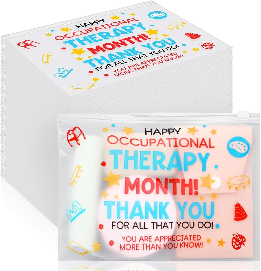 60 Pcs Occupational Therapy Month Bag Gifts Bulk Appreciation Gift EVA Makeup Cosmetic Bag with Zipper Multi Purpose Cosmetic Pouch for Occupational Therapists Therapist Gift for Woman