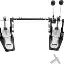 Double Bass drum Pedal,Double Bass Pedal with Adjustable Beater Head,Double Chain Drive Foot Kick Pedal with Drum Key for Drum Set and Electronic Drums (Silver, Double drum pedal)