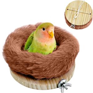 Hamiledyi Bird Bed for Cage Plush Parrot Hanging Hammock Warm Bird Nest Parrot Nest House Snuggle Hut Birds Sleeping Bed Soft Warm Hammock for Parakeet Lovebird Cockatoos Budgies(Brown)