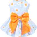 PUPTECK Floral Dog Dress for Spring Outfit Puppy Cute Small Dogs Clothes,Daisy,S