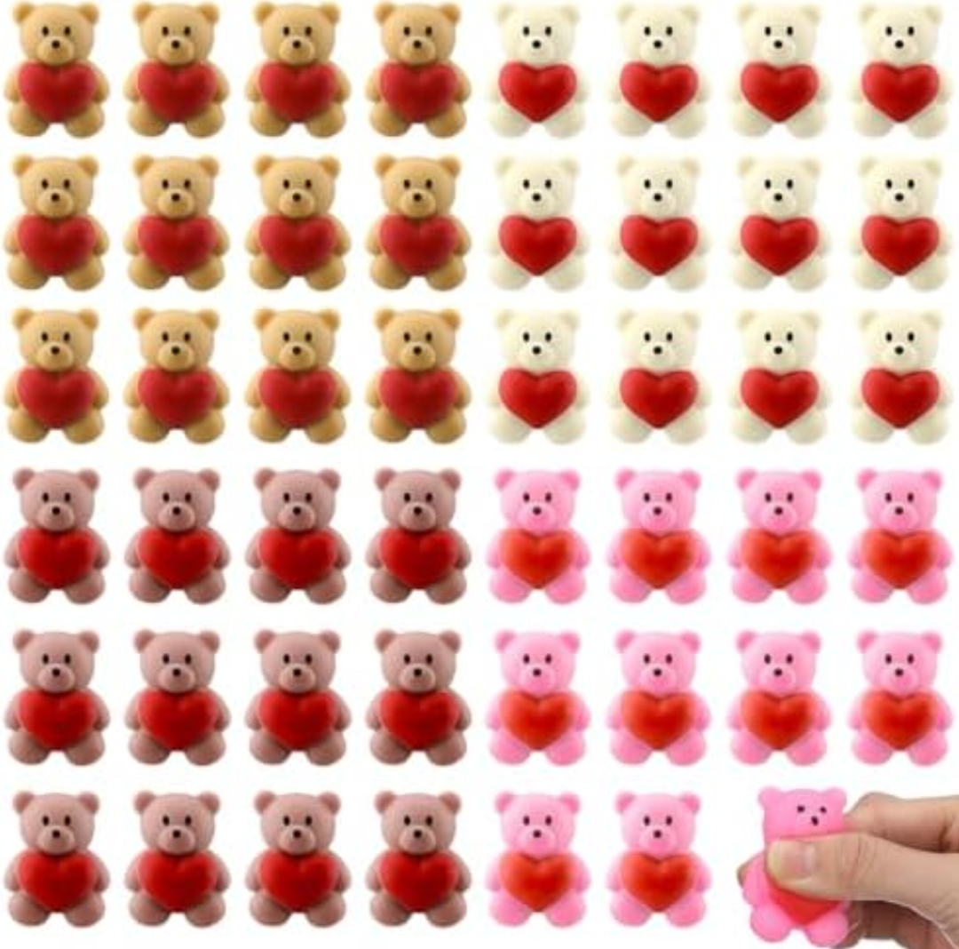 Civaner 60 Pcs Valentines Day Gifts Mini Bear Taba Stress Relief Mini Valentines Basket Fillers Cute Fidget Easter Basket Stuffers or Adults Birthday Party Office Stocking Stuffer Gift