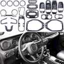 Barong for Jeep Wrangler JL JLU Gladiator JT 2018-2023 Accessories Interior Decoration Steering Wheel Gear Cup Holder Door Panel AC Air Vent Reading Light Cover 23PCS Full Set (Forging Pattern)