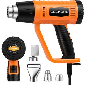 SEEKONE Heat Gun 1800W Heavy Duty Fast Heat Hot Air Gun Kit with 752&1112400-600 Dual-Temperature Settings and 4 Nozzles with Overheat Protection for Crafts, Shrinking PVC, Stripping Paint