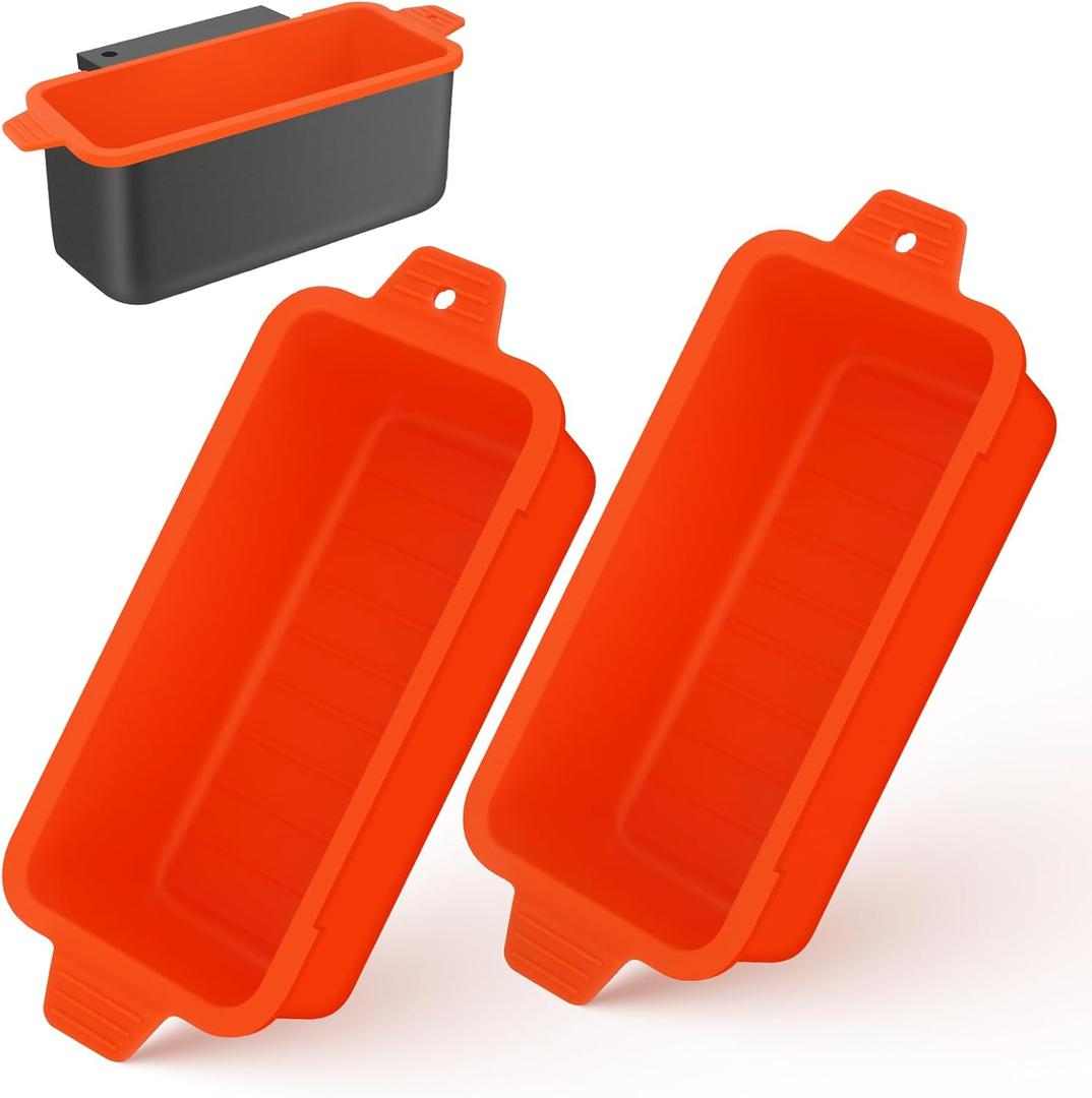 2 PCS Silicone Grease Cup Liners for Blackstone 36 28 22 17 Inch Griddle, Reusable Grease Catcher Cup Liner Grill Grease Tray, Durable Drip Pans Blackstone Griddle Accessories, Orange