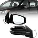 Right Passenger Side Mirror Assembly Compatible with RAV-Four 2013-2015 with Heated Turn Signal Light Power Manual Folding without Blind Spot Match TO1321310 Match Black (7Pins)