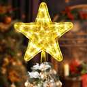 Christmas Tree Topper Lighted, 9 Inch Star-Shaped Tree Topper, Heavy-Duty Star-Shaped Decoration with Christmas Tree Topper Holder, Suitable for Decorating Courtyards Taverns Restaurants Parties