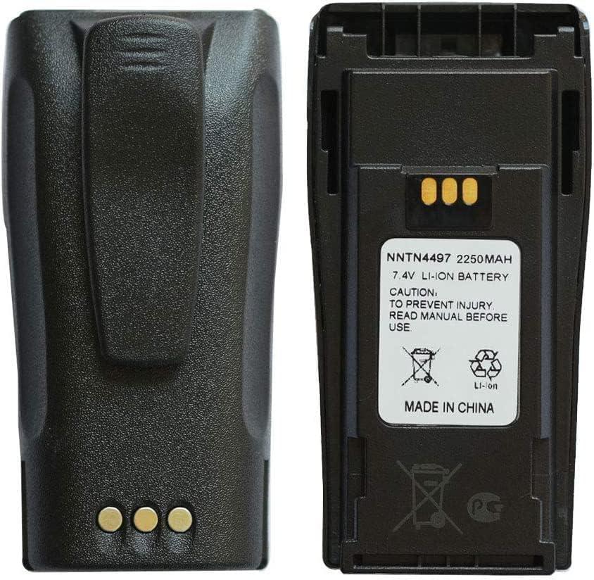 NNTN4497CR NNTN4497DR 7.4V 2250mAh Li-ion Battery High-Capacity Compatible for Motorola Radio NNTN4496 NNTN4497 CP040 CP150 CP200 CP200D CP200XLS CP250 EP450 DEP450 PR400 GP3188 GP3688 With Belt Clip
