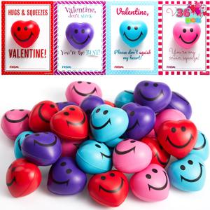 JOYIN 36 Packs Heart Shape Stress Ball with Cards Stress Relief Fidget Toy for Valentine Party Favors, Classroom Prize Supplies, Valentines Greeting Cards, Valentine Exchange Gifts