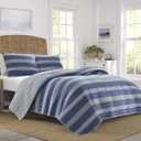 Nautica - Queen Quilt Set, Cotton Reversible Bedding with Matching Shams, Home Decor for All Seasons (Saltmarsh Blue, Queen)