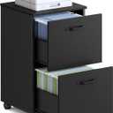VASAGLE 2-Drawer File Cabinet, Small Rolling Filing Cabinet for Home Office, Printer Stand, for A4, Letter-Size Documents, 15.7 x 16.5 x 27.6 Inches, Matte Black UOFC040B16
