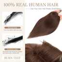 Rich Choices Hair Toppers for Women Real Human Hair 100% Human Remy Toppers for Women with Thinning Clip in NO Bangs Upgrade Extended 2"*6"Lace Base 150% Density 10 Inch #2 Dark Brown