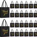 Honoson 30 Pcs Mini Gift Bag with Handle 4 x 2.75 x 4.5'' Small Thank You Bag Foil Paper Tote for Wedding Baby Shower Birthday Graduation and Mother’s Day Party Favors(Black/Gold)