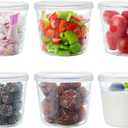 HillSpring Small Glass Bowls with Removable Lids, Set of 6, Portion Dessert Bowl for Pudding and Jelly, 6.8 oz Clear Containers for Meal Prep, Baking, and Food Storage