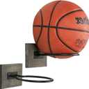 MyGift Wood & Metal Wall-Mounted Sports Ball Holder Storage, Set of 2