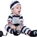Spooktacular Creations Halloween Baby Prisoner Costume with Tattoo Sleeves, Prisoner Costume Toddler for Infant Dressup Party (3T (3-4 yrs))