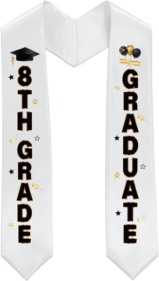 8th Grade Graduation Stole 8th Grade Graduate Sash Boys Girls Class of 2026 Middle School Eighth Grade Grad Supplies