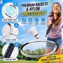 Badminton Set for Backyard, Outdoor Badminton Net with Anti-Sag Design, 4 Professional Badminton Rackets, 4 Shuttlecocks and Carry Bag for Lawn or Beach