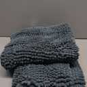 Non Slip Thick Shaggy Chenille Bathroom Rug Mat Set Extra Soft and Absorbent Striped Floor Rugs, 2 Piece, Machine-Washable (Stone Blue)