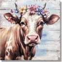 DEMAGNNIE Alpine cattle poster canvas art, highland cow pictures wall decor, ready to hang design
