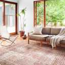 Loloi Layla Collection LAY-11 Cinnamon/Sage 2'-3" x 3'-9" .13" Thick Accent Rug, Soft, Durable, Vintage Inspired, Distressed, Low Pile, Non-Shedding, Easy Clean, Printed, Living Room Rug