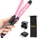 Mini Curling Iron for Travel,110~240V Dual Voltage with European Plug Adapter,Small Curling Iron for Short Hair,Tiny Curling Irons for Women,Anti-Scald Cover,Auto-Off,5 Temp Digital Settings,1 Inch