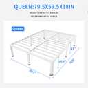 MAF 18 Inch Queen Size Bed Frame White with Round Corner Legs Mattress Slide Stopper No Box Spring Needed Heavy Duty Metal Platform Bed Frames Under-Bed Storage Space, 3000 LBS Steel Slats Support