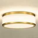 LMS 24W LED Flush Mount Ceiling Light, 15 inch 3CCT 3000K/4000K/5000K, Brushed Gold Close to Ceiling Light for Bathroom, Kitchen, Living Room, LMS-190