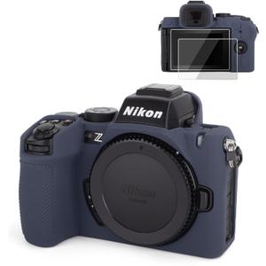 VOVMOEYA Camera Case for Nikon Z50 II Case,for z50ii Camera Soft case,with 2 screen tempered film for Nikon z50ii screen protector,Perfect fit (Blue)