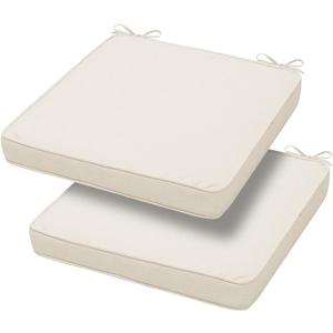 Magpie Fabrics Square Corner Seat Cushion, 18" x 18" x 2.5", 2 Pack, Indoor/Outdoor Waterproof Weather Resistant Universal Chair Pads for Patio Garden Dining - Cream Beige