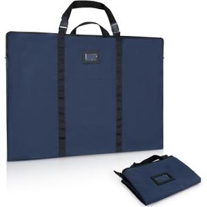 Large Size Art Portfolio Bag with Nylon Shoulder, 24 x 36 inches Light Weight Poster Storage Bag Board Holder with Handle and Zipper for Poster, Sketching and Drawing (dark blue)