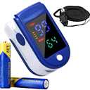 Finger Pulse Oximeter Larger Display Blood Oxygen Monitor with Batteries and Lanyard Included Fingertip Pulse Oximeter Color: Navy Blue