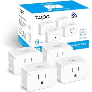 TP-Link Tapo Smart Plug Mini 15A, Smart Home Wi-Fi Plug, Super Easy Setup, Compatible with Alexa & Google Home, No Hub Required, UL Certified, 2.4G WiFi Only, White, Tapo P105(4-Pack)
