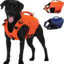 SUNFURA Dog Life Jacket, Adjustable Dog Life Vest for Swimming Boating, Lightweight Pet Lifejacket Swimsuit with Rescue Handle, High Flotation Swimming Vest for Small Medium Large Breeds, Orange M