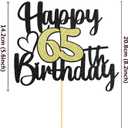 10 x Sumerk 1 PC Happy 65th Birthday Cake Topper Gold Happy Birthday Cake Decorations for Women Men 65th Birthday Cake Toppers Cake Decoration for Birthday Anniversary Party