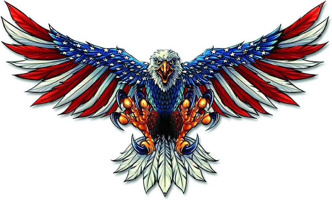 2 Pack American Bald Eagle Flag Decal Sticker - 12 Inch - Vinyl Car Truck Bumper Patriotic Waterproof Decal Eagle for Car Truck Trailer SUV Van Outdoor Window Wall Laptop Tablet Cup Smooth Surface