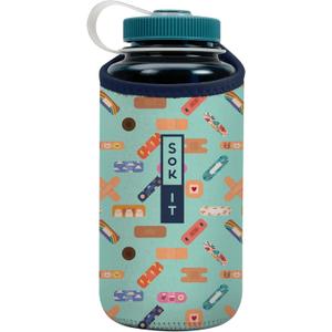 Sok It BotlSok Water Bottle Sleeve Insulated Neoprene Cover (Happy Healers, Fits 32oz Nalgene)