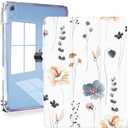 Feams for iPad (A16) 11th Generation 11 Inch 2025, iPad 10th Generation Case 10.9 Inch 2022, Slim iPad A16 Case Clear Back Cover with Pencil Holder & Auto Sleep, Simple Flowers