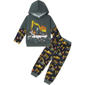 Boys Hoodie Pant Set Graphic Print Kids Sweatshirt Suit Clothing Size 2-6 Years