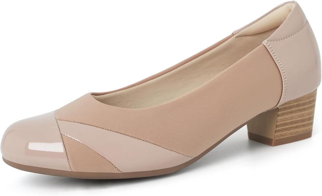 Ortho+rest Women Bunion Dress Shoes Low Heel Orthopedic Slip on Loafers Orthotic Pumps (8, Nude)