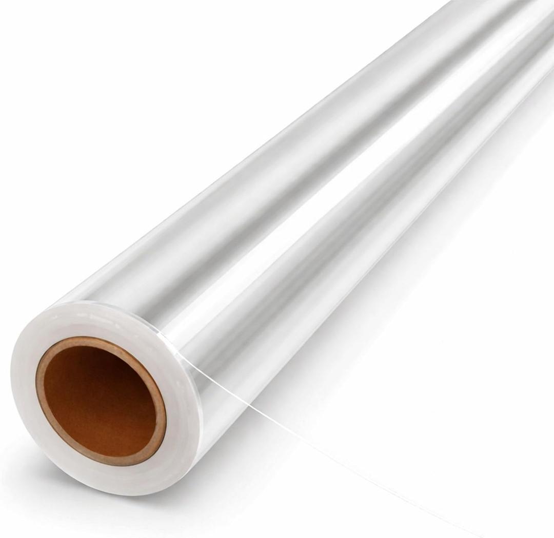 volila Clear Cellophane Wrap Roll (31.5 in x 100 ft) - 3 Mil Thick Cellophane Wrap for Gift Basket, Treats, Flower Wrapping, Clear Wrapping Paper (31.5" folds into 16")