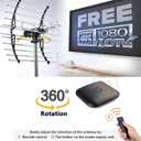 PIBIDI Digital HD TV Antenna, Amplified Attic/Outdoor Antenna, 360 Degree Rotation Wireless Remote, 4K 1080P VHF UHF, Mounting Pole Included, 200 Miles Range
