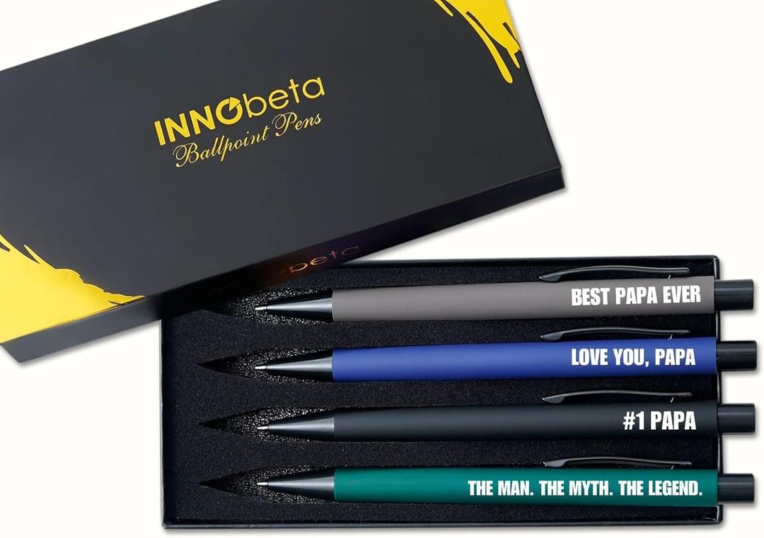 InnoBeta Papa Gifts, Ballpoint Pen Set of 4, Gift Ideas for Grandpa from Grandkids on Birthday, Christmas, Father's Day, Retirement